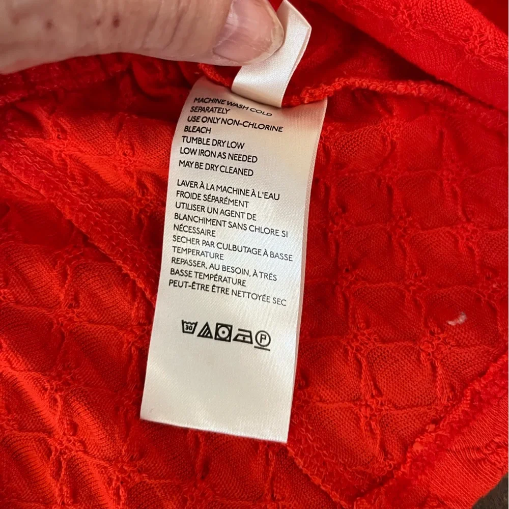 Free People Red Long Sleeve Button-Front Crop Top